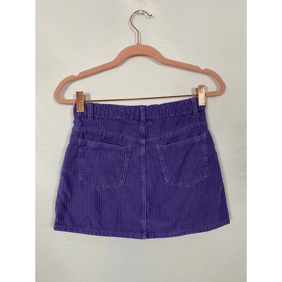 Zara Girls Purple Curdoray Mini Skirt Pockets Button Front Elastic Waist Size 9 - Picture 8 of 8